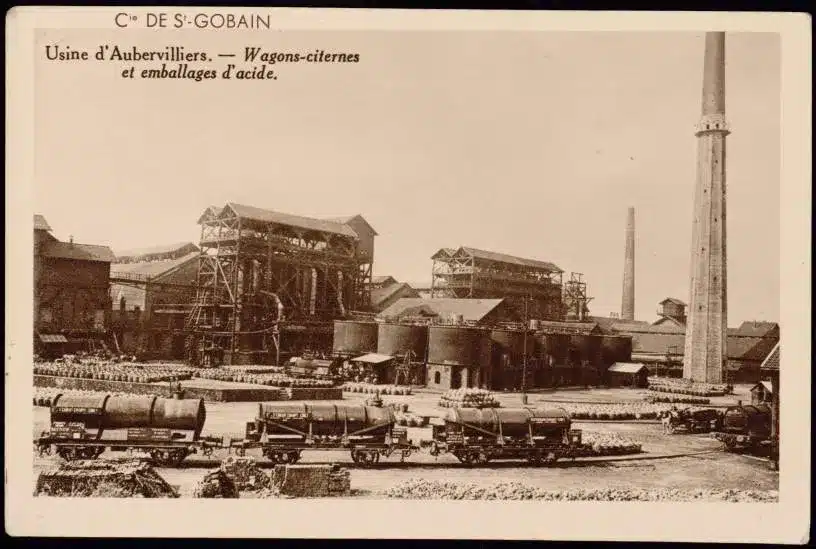 Carte postale des usines Saint-Gobain à Aubervilliers au début du 20e siècle